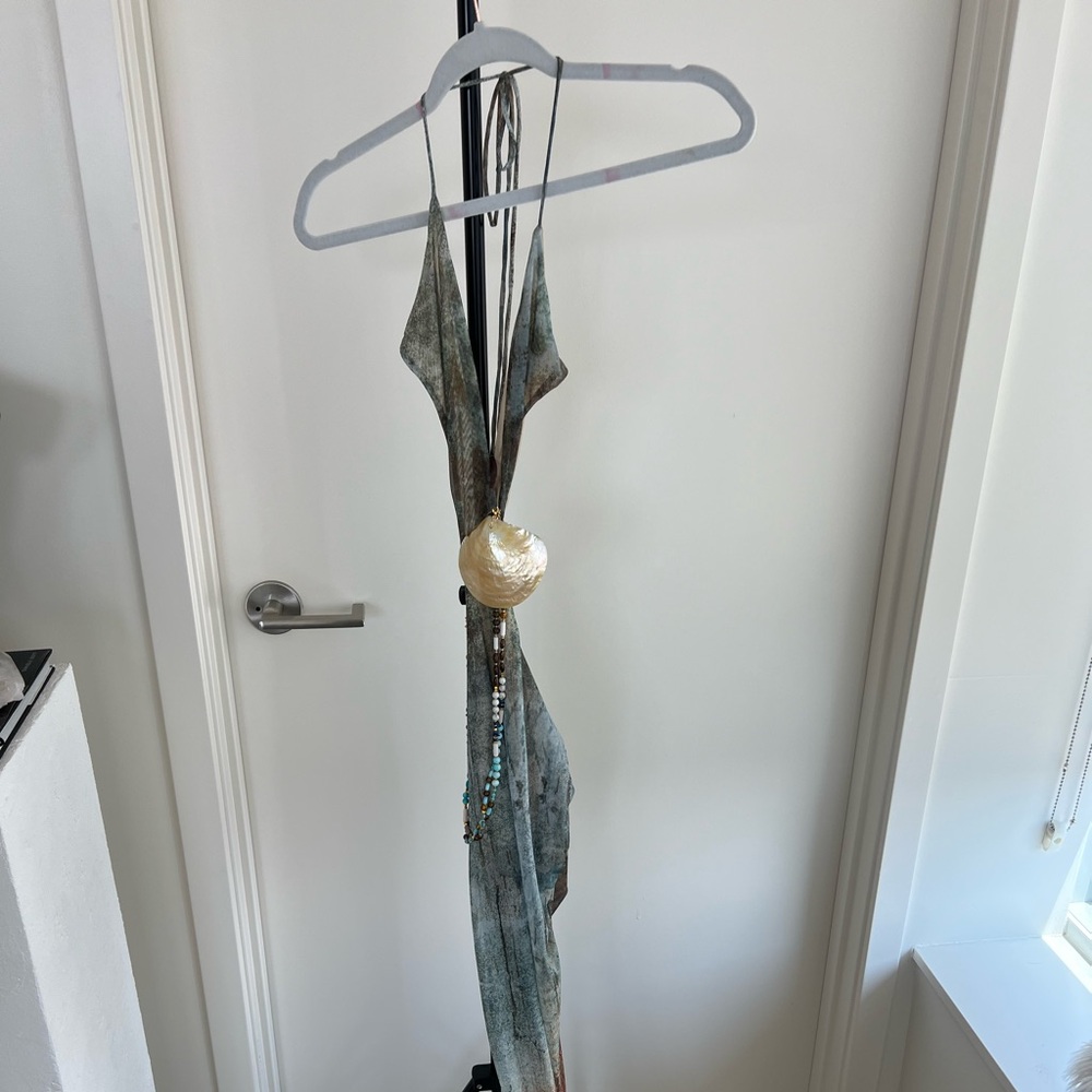 NWT Multi Colored Plunge Maxi Dress - Picture 5 of 8